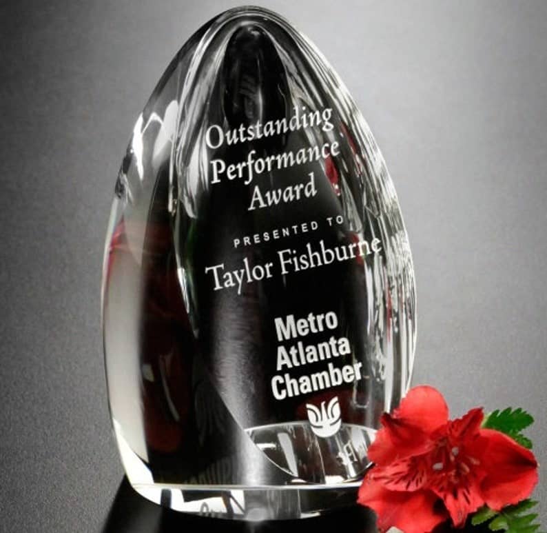 Clipped Oval Crystal Award - Crystal Recognition